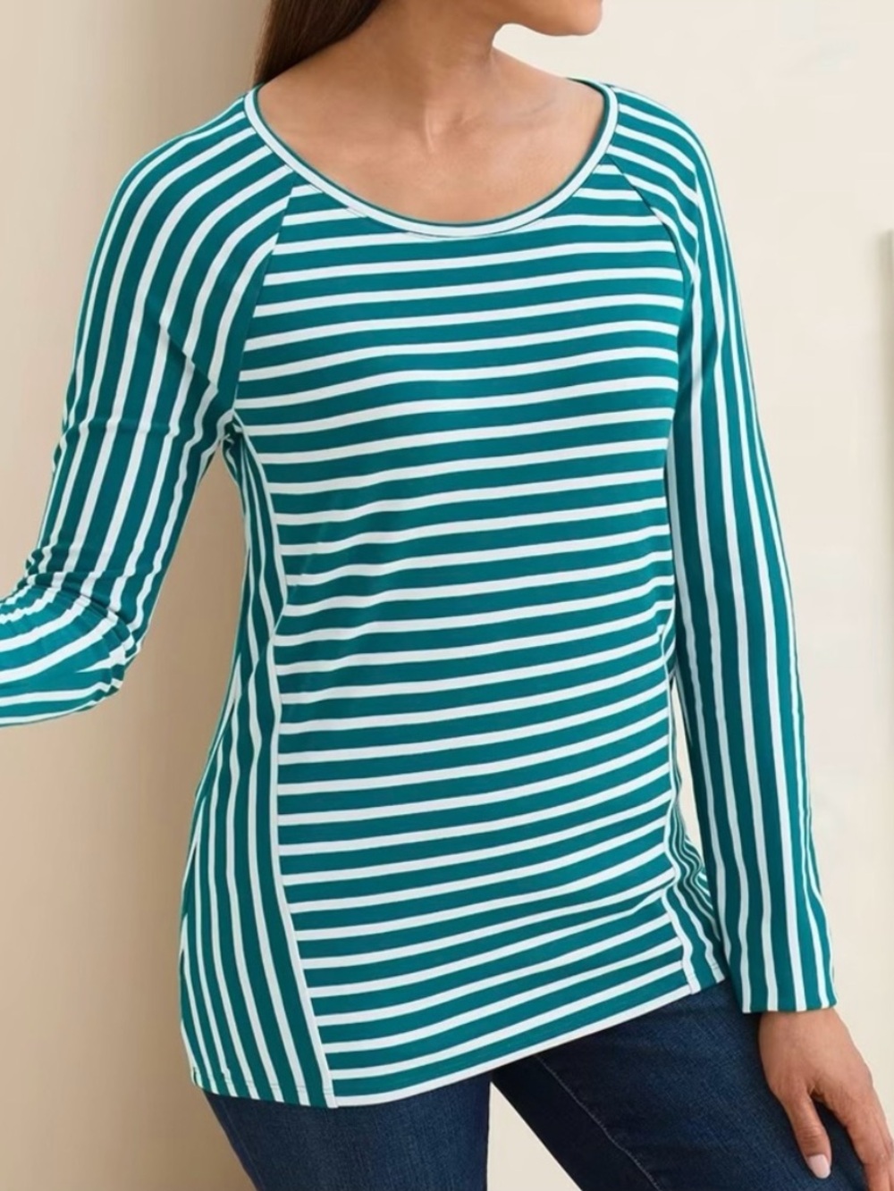 Chico’s Mixed Stripe Ponte Top Women’s Size XL Scoop Neck Stretch Knit Pullover